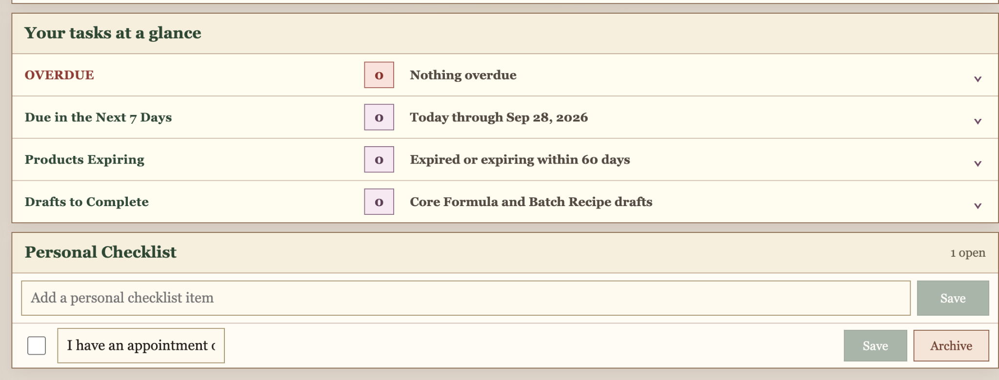 Actual Herbal Ledger A Look Ahead screen